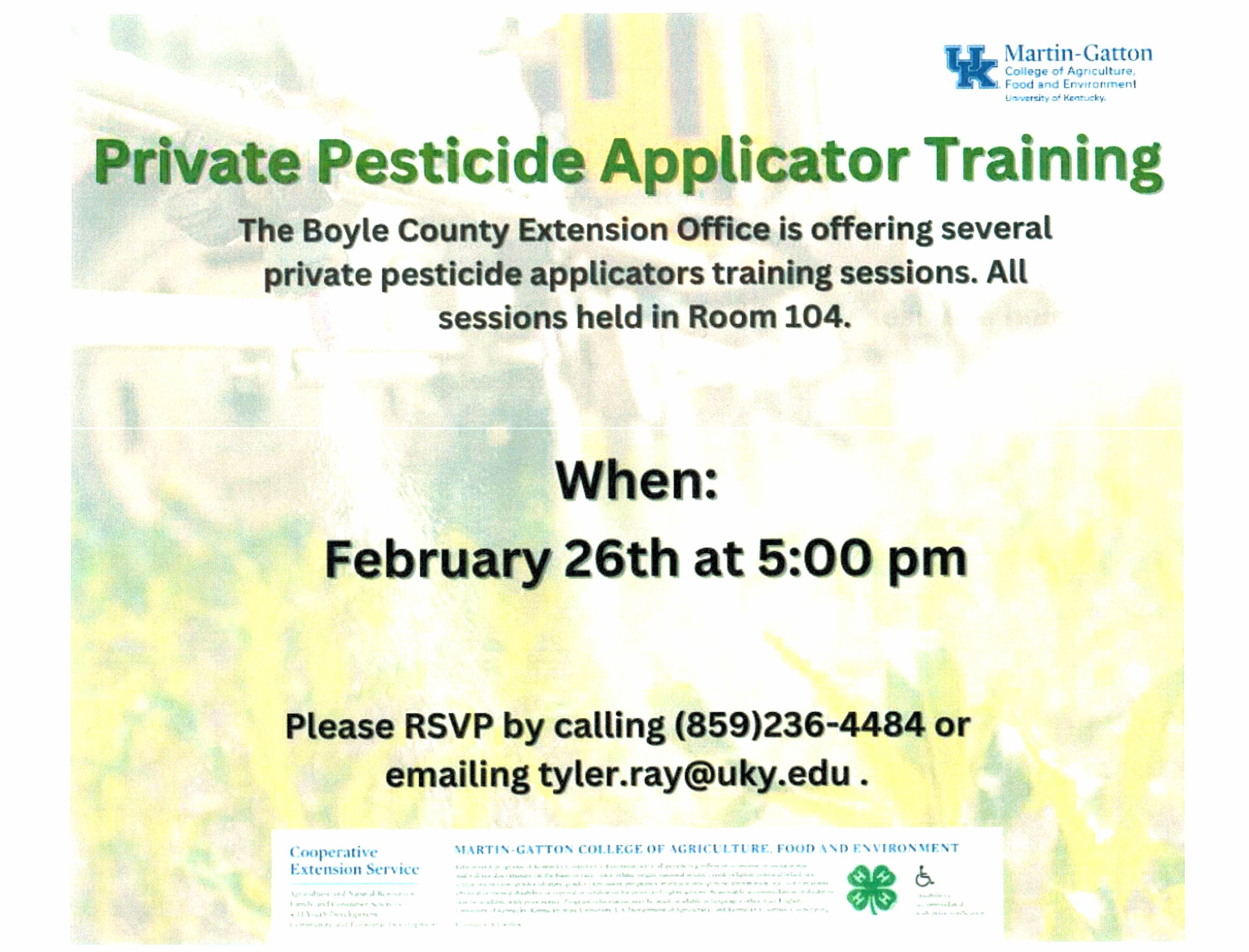 Private Pesticide Applicator Training